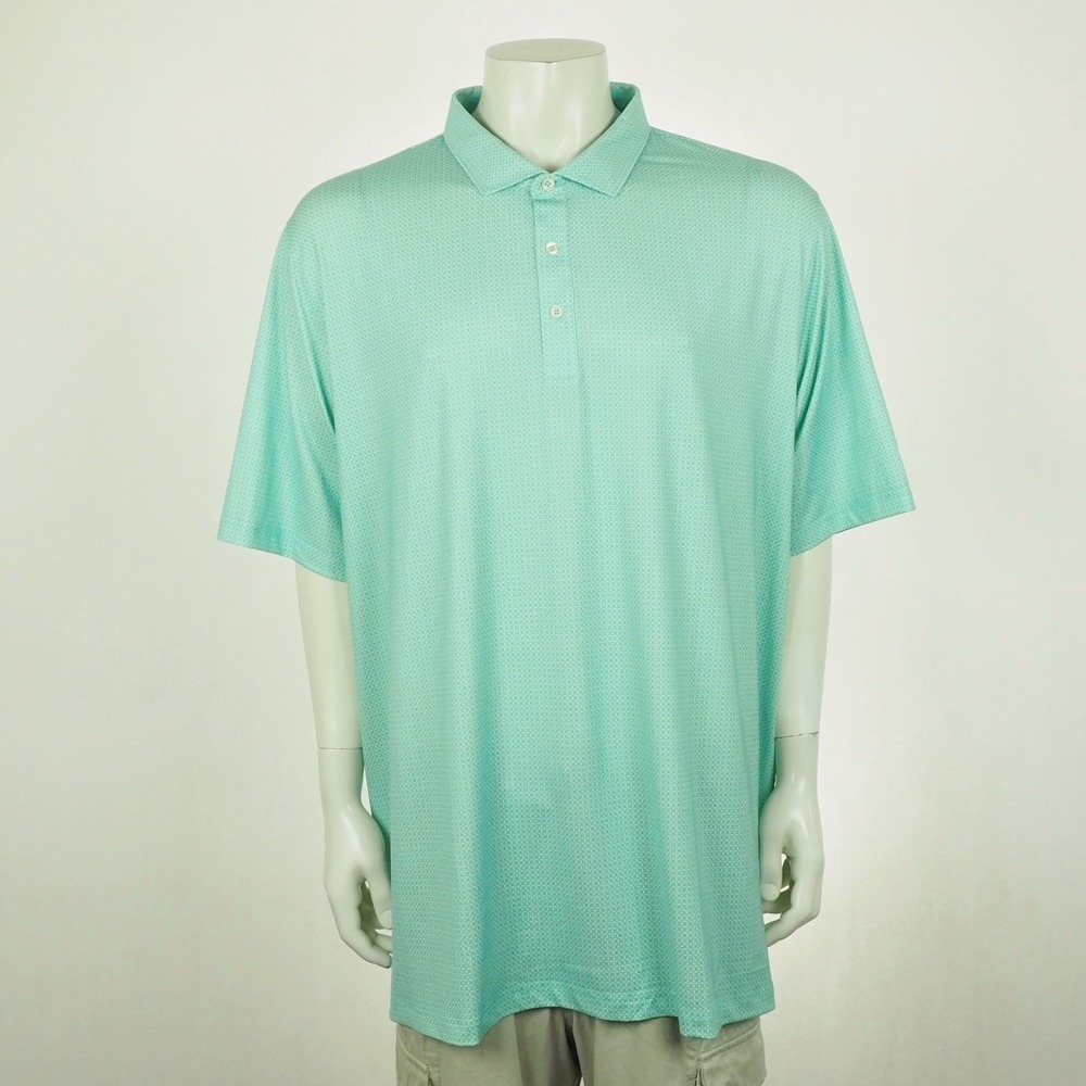 New Puma Golf Mattr Tile Polo Shirt Mens 3XL XXXL Aqua Green Geometric Lakeside